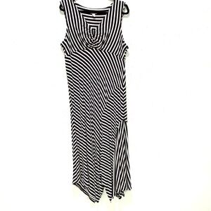 Chico's Asymmetrical hem twisted V-neck striped midi Dress XL
